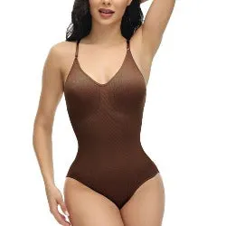 V Neck Spaghetti Strap Bodysuit - Compression Shapewear