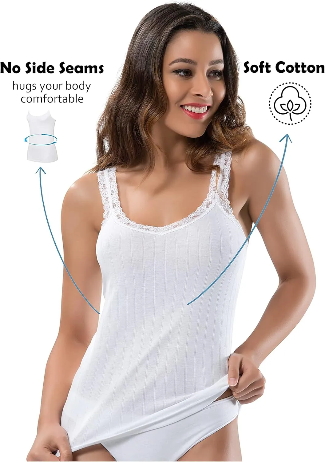 VAVONNE Camisole for Women, All Cotton, Airy Soft Comfy Tank Tops Cami Undershirt