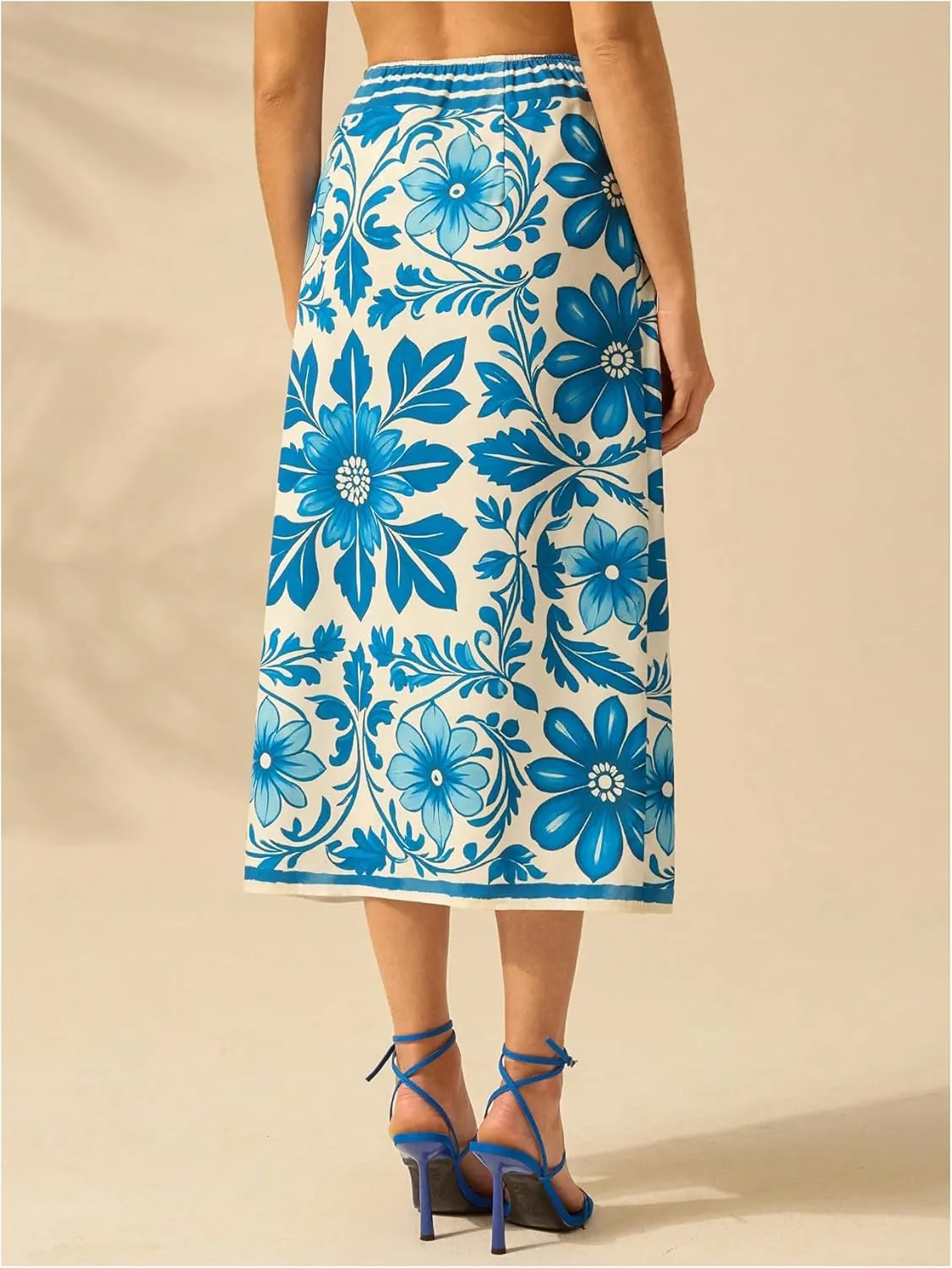 Verdusa Women's Floral Print Long Wrap Skirts Vintage Tied High Waisted Midi Skirt
