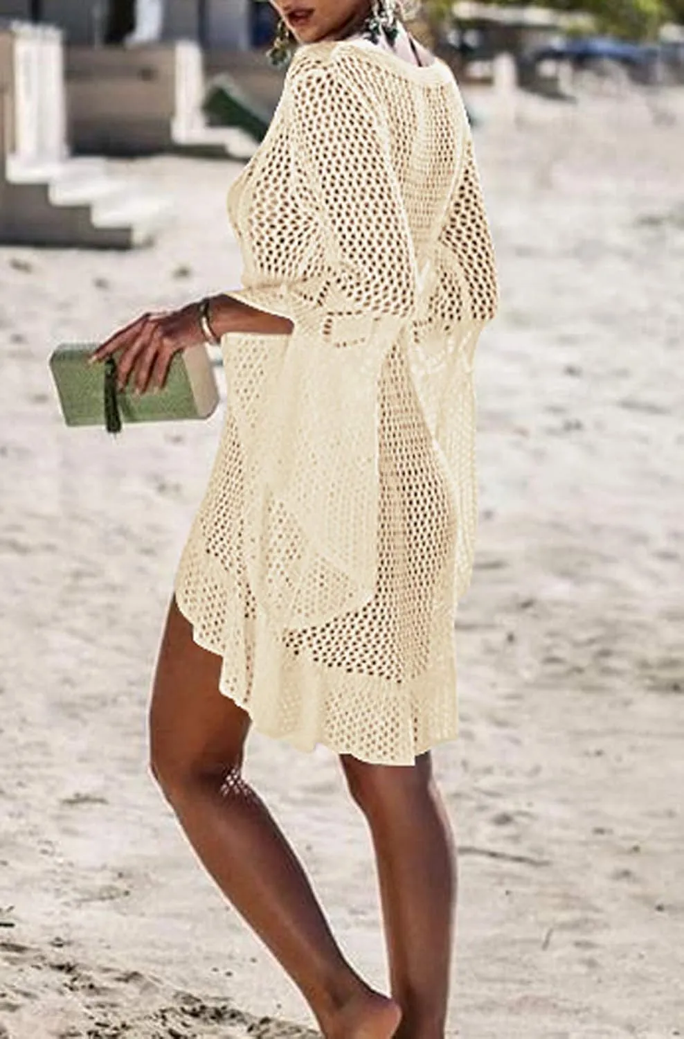 Wander Agio Beach Tops Sexy Floral Coverup Dresses Bikini Cover-ups Net Hollow Out