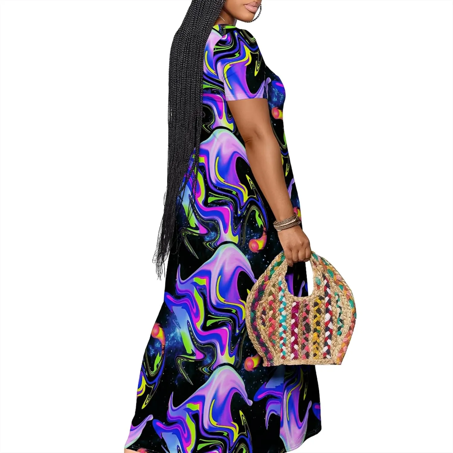 Women's Plus Size Summer Dresses Print Maxi Dresses Flowy Sundresses