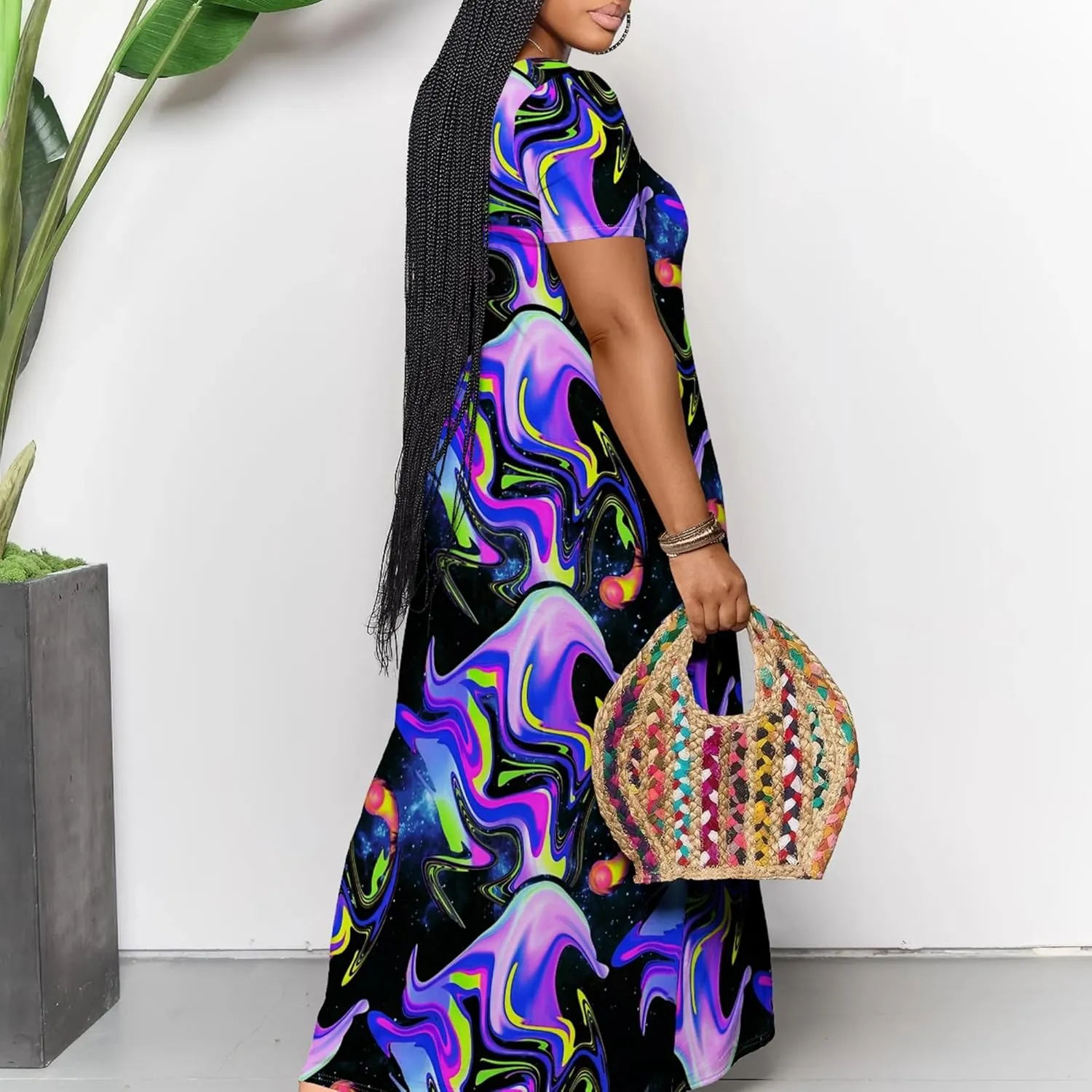Women's Plus Size Summer Dresses Print Maxi Dresses Flowy Sundresses