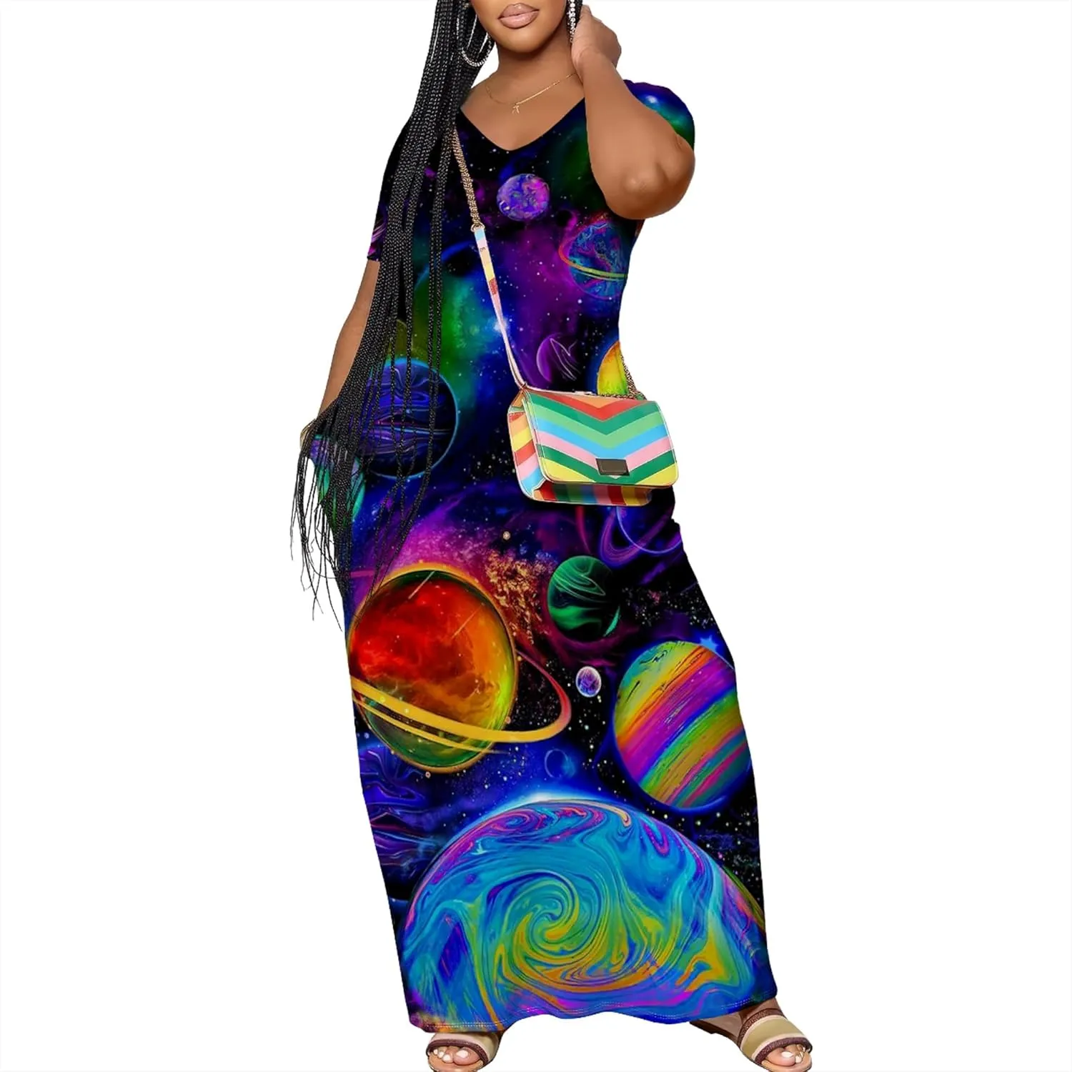 Women's Plus Size Summer Dresses Print Maxi Dresses Flowy Sundresses