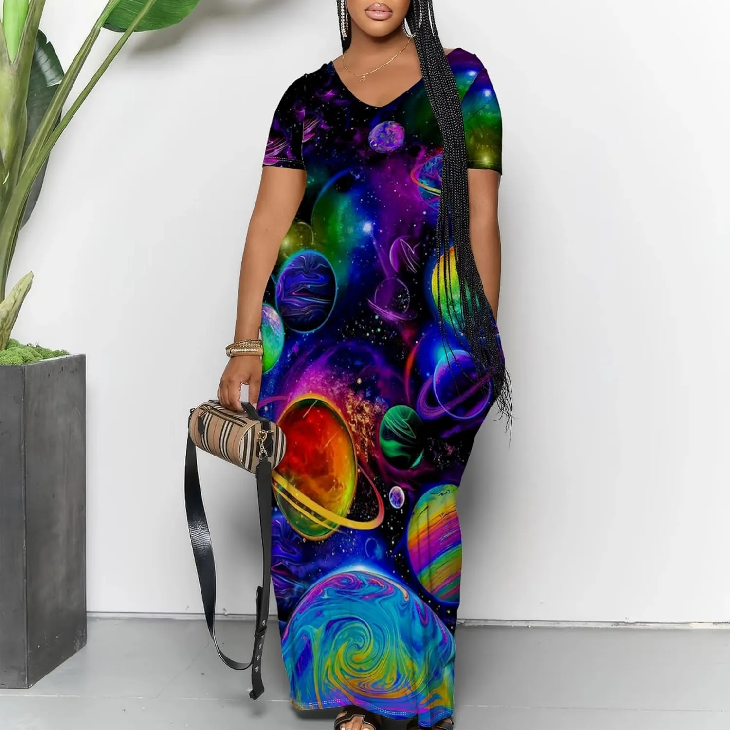 Women's Plus Size Summer Dresses Print Maxi Dresses Flowy Sundresses
