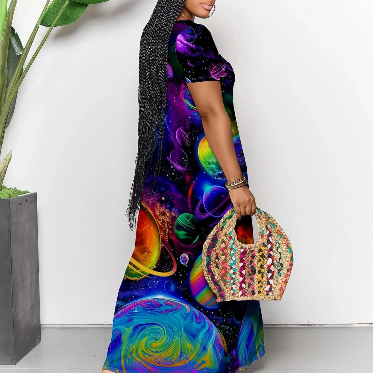 Women's Plus Size Summer Dresses Print Maxi Dresses Flowy Sundresses