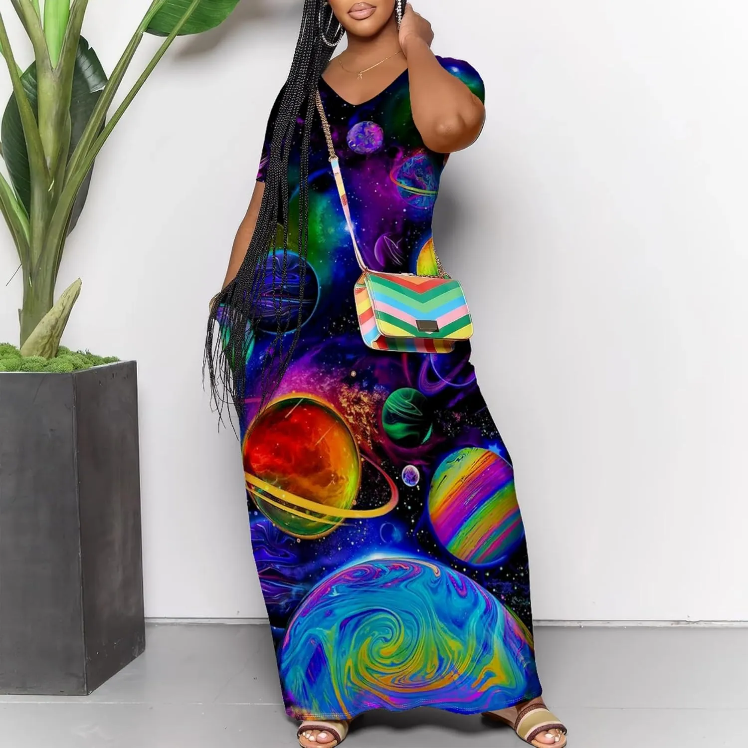Women's Plus Size Summer Dresses Print Maxi Dresses Flowy Sundresses