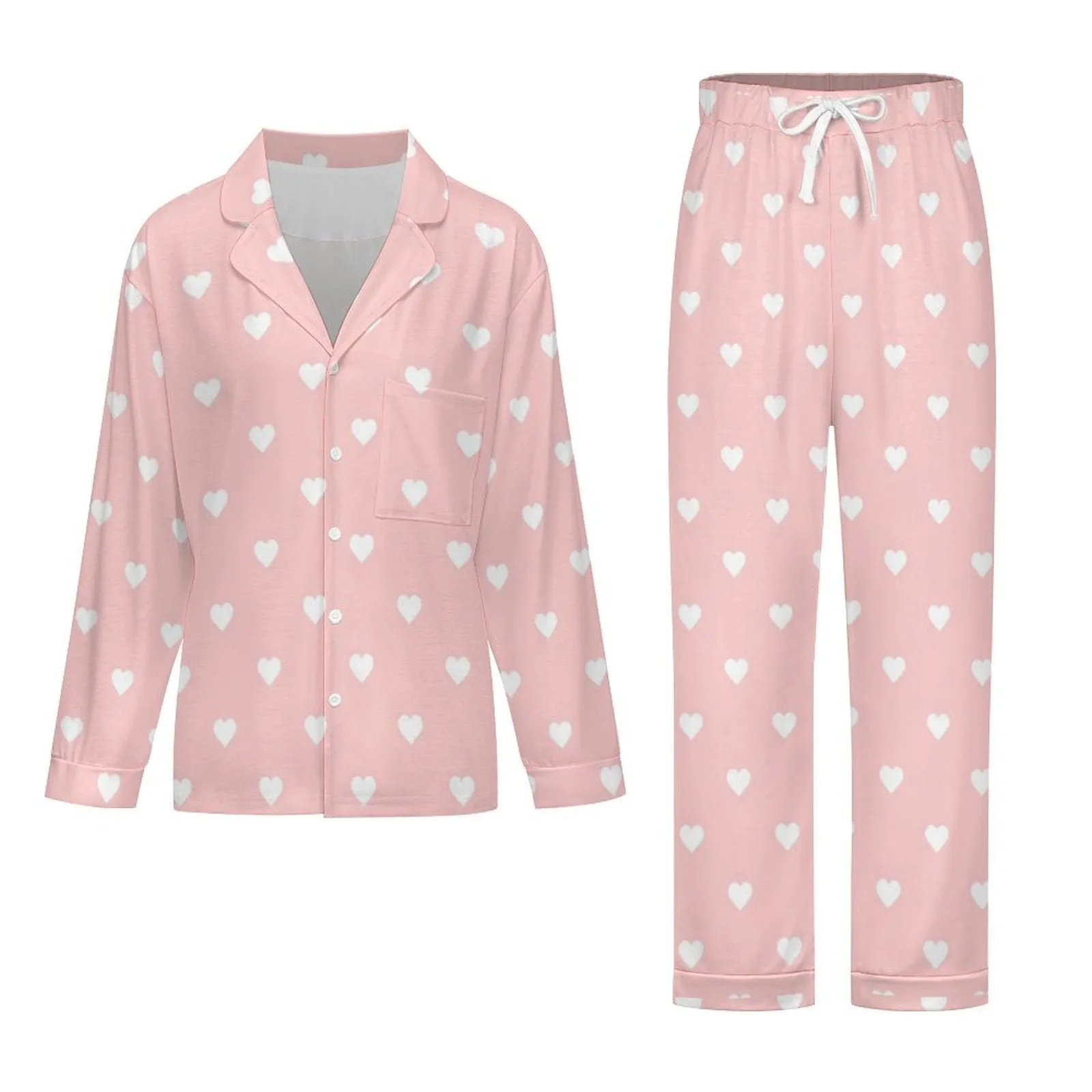 Women's Valentines Day PJs Blush Pink Hearts Pajama Set