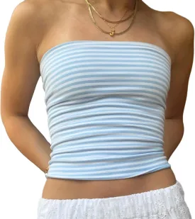 Y2k Cute Tube Tops Sleeveless Strapless Aesthetic Graphic Print Bandeau Tube Off Shoulder Going Out Tops