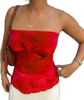 Y2k Cute Tube Tops Sleeveless Strapless Aesthetic Graphic Print Bandeau Tube Off Shoulder Going Out Tops